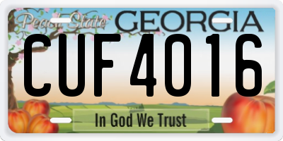GA license plate CUF4016