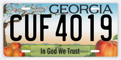 GA license plate CUF4019