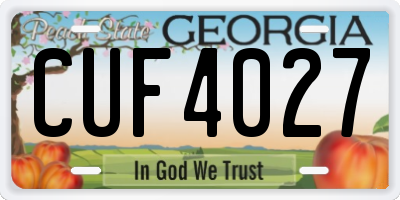 GA license plate CUF4027