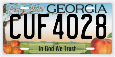 GA license plate CUF4028