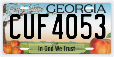 GA license plate CUF4053