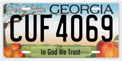 GA license plate CUF4069