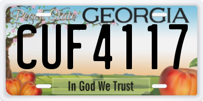 GA license plate CUF4117