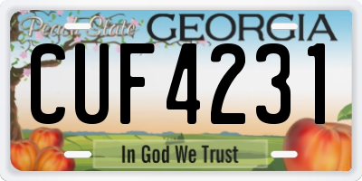 GA license plate CUF4231