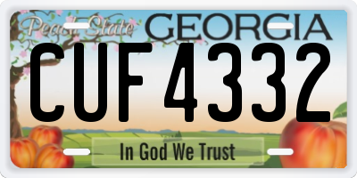 GA license plate CUF4332