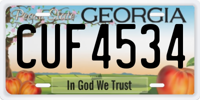 GA license plate CUF4534