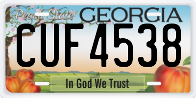 GA license plate CUF4538