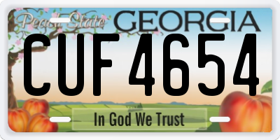 GA license plate CUF4654