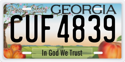 GA license plate CUF4839