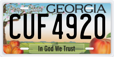 GA license plate CUF4920