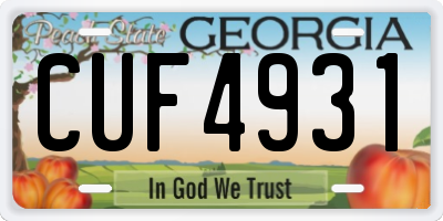 GA license plate CUF4931