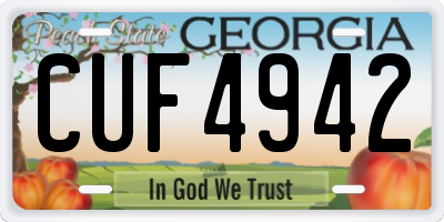 GA license plate CUF4942