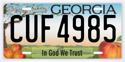GA license plate CUF4985