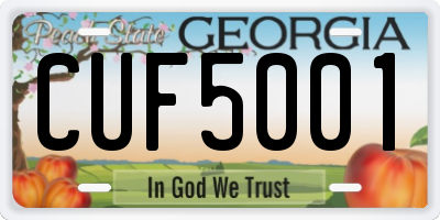 GA license plate CUF5001