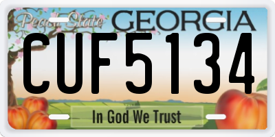 GA license plate CUF5134