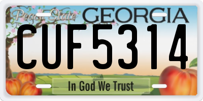 GA license plate CUF5314