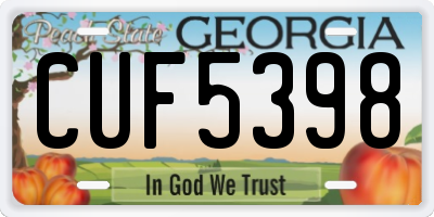 GA license plate CUF5398