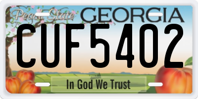 GA license plate CUF5402