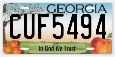 GA license plate CUF5494