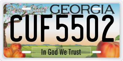 GA license plate CUF5502