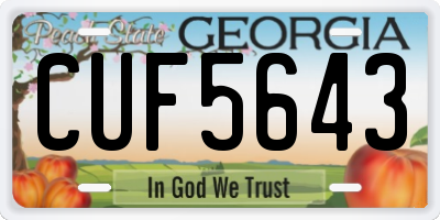 GA license plate CUF5643