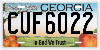 GA license plate CUF6022
