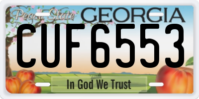 GA license plate CUF6553