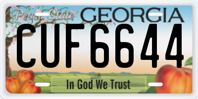 GA license plate CUF6644