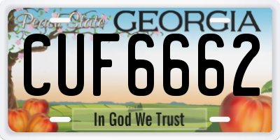 GA license plate CUF6662