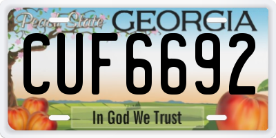 GA license plate CUF6692