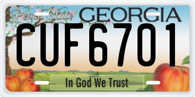 GA license plate CUF6701