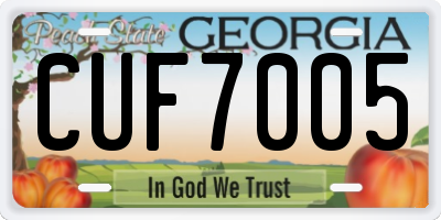 GA license plate CUF7005