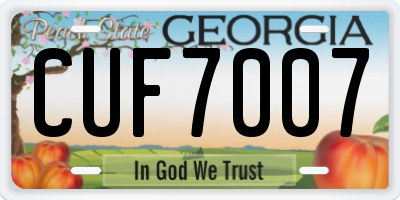 GA license plate CUF7007