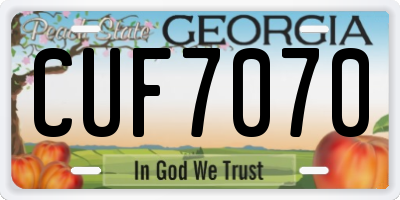 GA license plate CUF7070