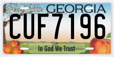 GA license plate CUF7196