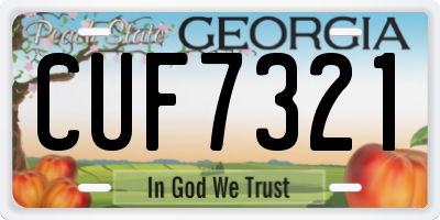 GA license plate CUF7321