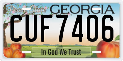 GA license plate CUF7406