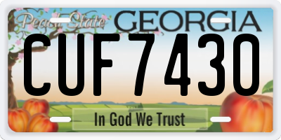 GA license plate CUF7430