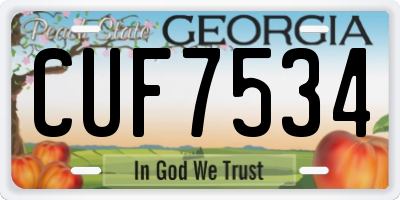 GA license plate CUF7534