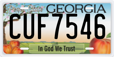 GA license plate CUF7546