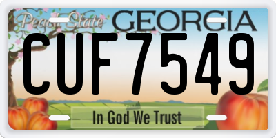 GA license plate CUF7549