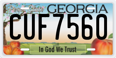 GA license plate CUF7560