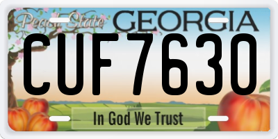 GA license plate CUF7630