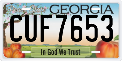 GA license plate CUF7653