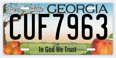 GA license plate CUF7963