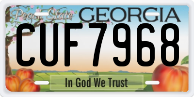 GA license plate CUF7968