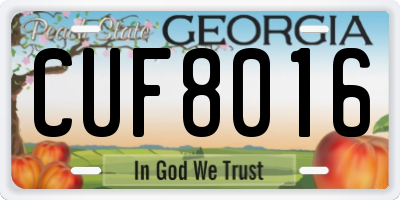 GA license plate CUF8016