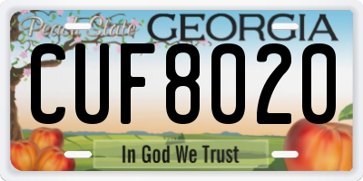 GA license plate CUF8020