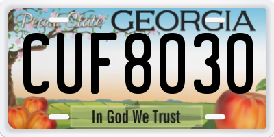 GA license plate CUF8030