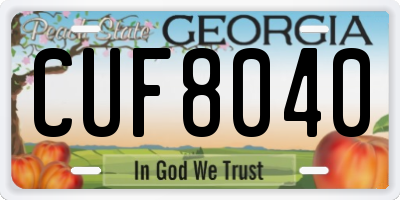 GA license plate CUF8040